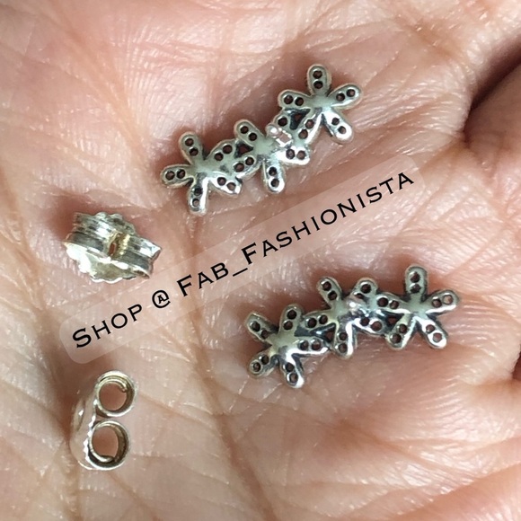 Pandora Daisy Pave Earrings Sterling Silver - Picture 9 of 14